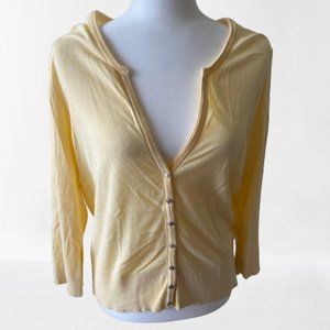 WHBM Pale Yellow Button Down Cardigan XL